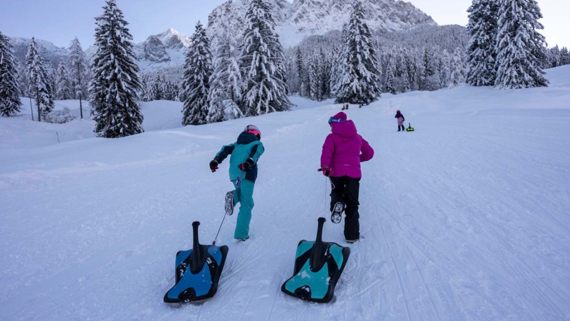 Kinder die Bob an den Rodelhang, © Zugsitzdorf Grainau - Ehn