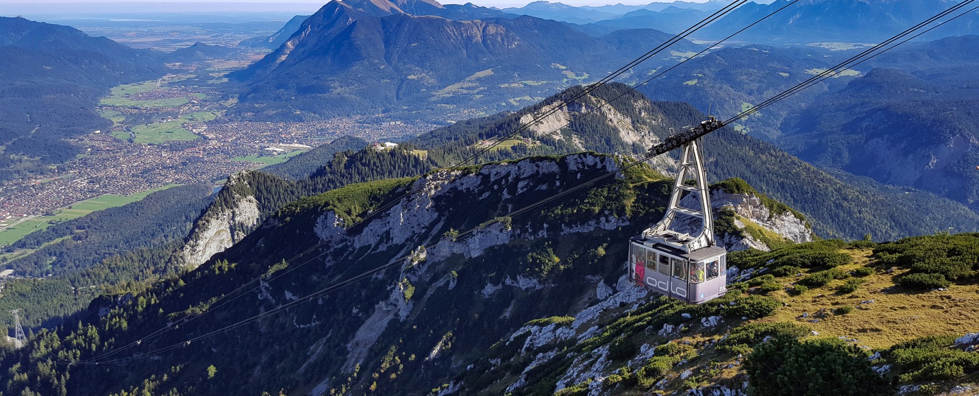 Alpspitzbahn im Sommer mit Blick nach München, © Nicki Fischer